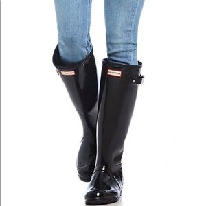 Hunter tall rubber boots- Gloss black